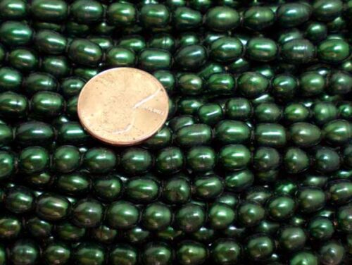 Dark Green 5-6mm Oval or Rice Pearls Strands
