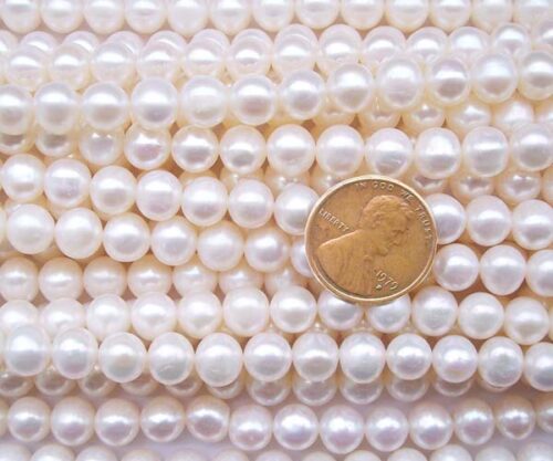 White 7-8mm AA Side Drilled Semi Round Pearls
