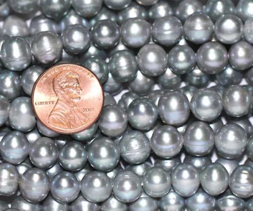 Grey Colored 8-9mm Side Drilled Potato Pearls