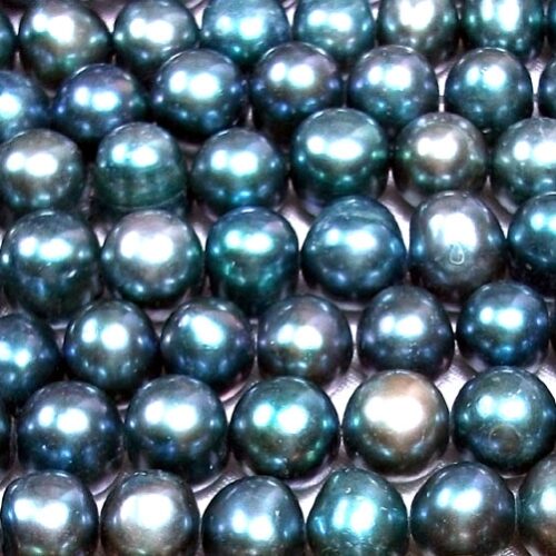 Greenish Grey Colored 8-9mm Side Drilled Potato Pearls