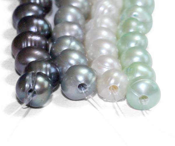 Freshwater pearls olive color salmon bead strand 8-9mm x 40cm