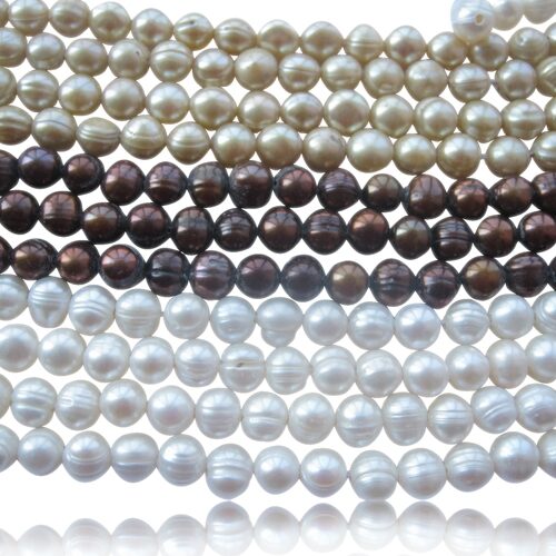 Grey, Black and White 9-10mm Semi-Round Pearl Strands, 1.7mm, 2.0mm or 2.3mm holes
