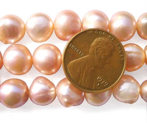 Pink 9-10mm Side Drilled Potato Pearl Strand