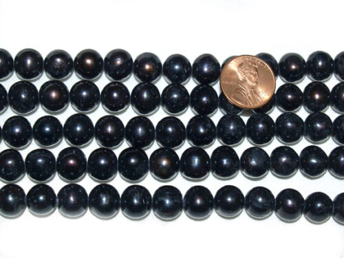 Black 10-11mm Side Drilled Potato Pearls on Temporary Strand
