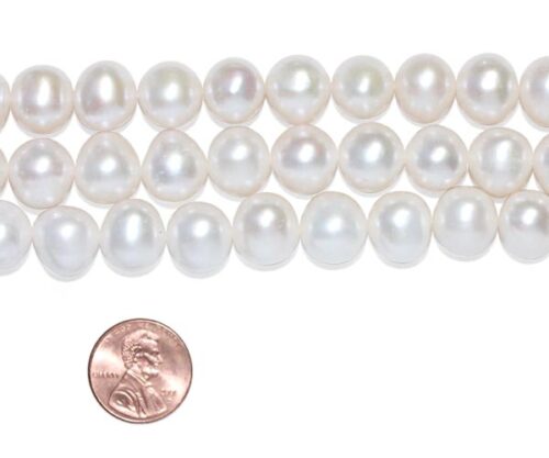 White 12-13mm Side Drilled Potato Pearls on Temporary Strand