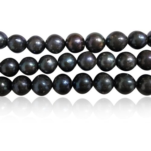 Black 12-14mm Side Drilled Potato Pearl Strand