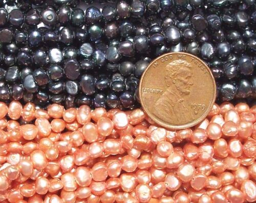 Multi-Black and Mauve 3-4mm Baroque Pearl Strands