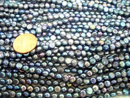 Black colored 4-5mm Baroque Shaped Pearl Strand