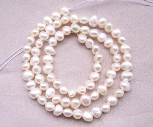 White colored 4-5mm Baroque Shaped Pearl Strand