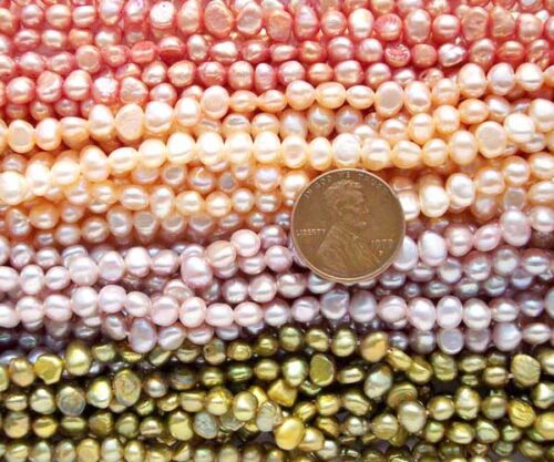 4-5mm Pink, Gold, Mauve and Chocolate Colored Baroque Pearl Strand
