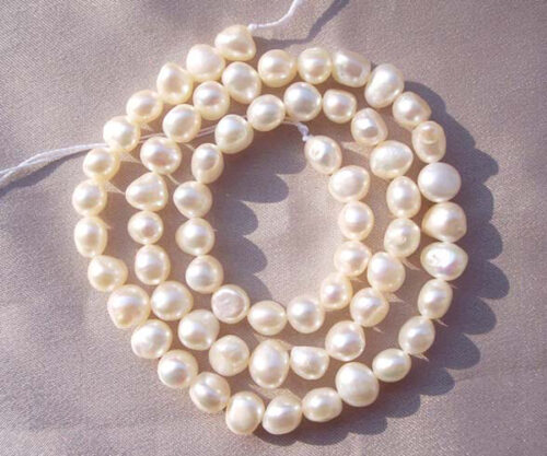 White 6-7mm Baroque Shaped Pearl Strands