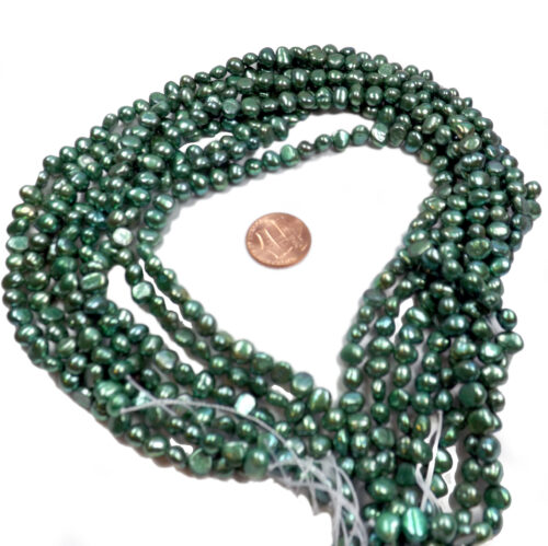 dark Green colored baroque pearl strands