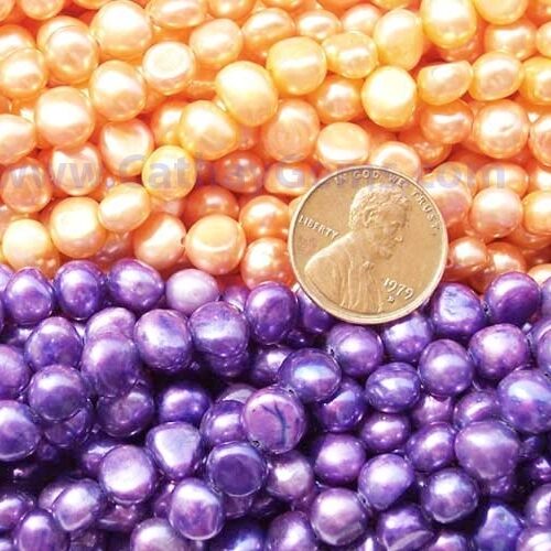 Peach and Dark Orchid 7-8mm Baroque Pearl Strand