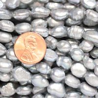 8-9mm Magenta and Grey Baroque Pearl Strands Large 11-12mm Length Drilled Baroque Pearl Strand