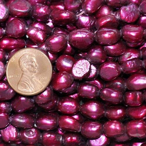8-9mm Mauve Colored Baroque Pearl Strands