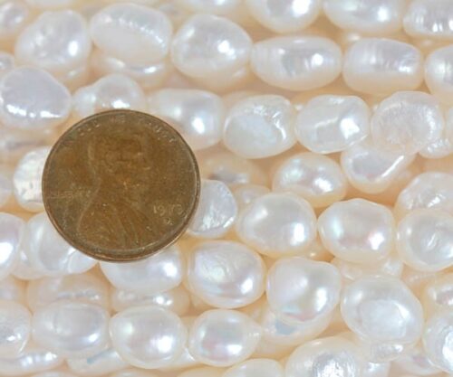 White 8-9mm Baroque Pearl Strand,1.7mm hole
