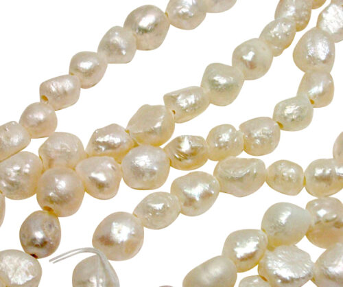 10-11mm white Baroque Pearl Strand,2mm Holes