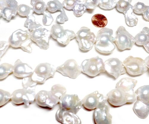 White Big Fireball Baroque Pearls with Tails