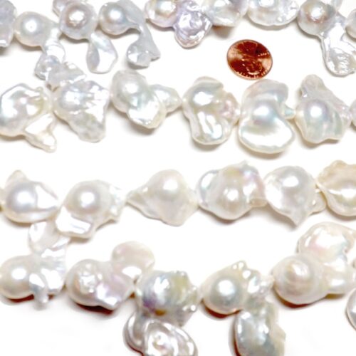 White Big Fireball Baroque Pearls with Tails