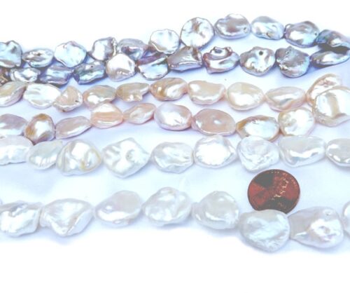 White, Pink and Mauve colored baroque pearl strands