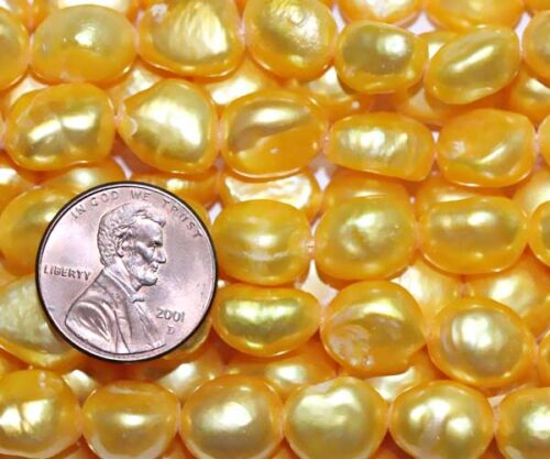 Gold 10-11mm Length Drilled High Quality Baroque Pearl Strand