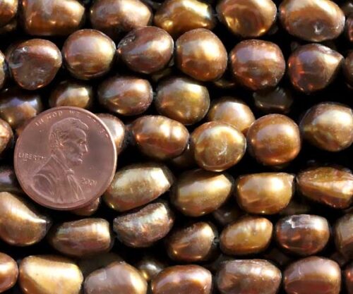 Chocolate 10-11mm Length Drilled High Quality Baroque Pearl Strand