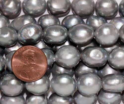 12-13mm Length Drilled Gray Baroque Pearl Strand