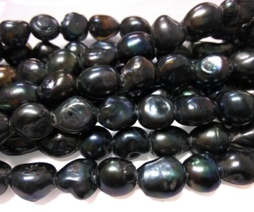 Black Rare 13-14mm Length Drilled Baroque A Quality Pearls, Larger Holes