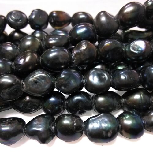 Black Rare 13-14mm Length Drilled Baroque A Quality Pearls, Larger Holes