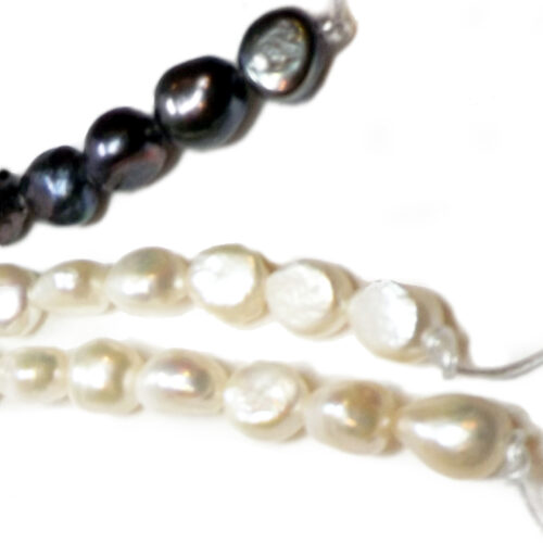 White or Black 13-14mm Baroque Pearl Strand, 1.7mm, 2.0mm 2.3mm or 2.5mm Holes
