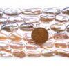 Mauve and Pink Length Drilled Biwa Loose Pearl Strands