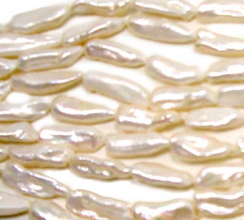 Cream White Length Drilled Biwa Loose Pearl Strand