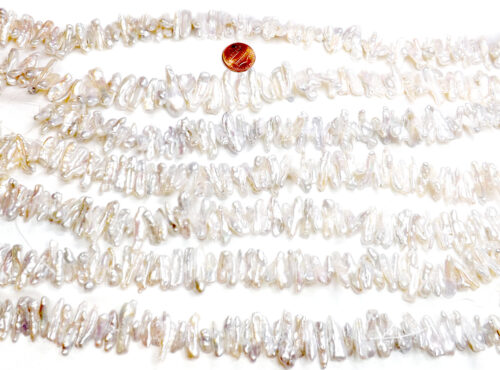 White Center Drilled Stick Pearl Strand