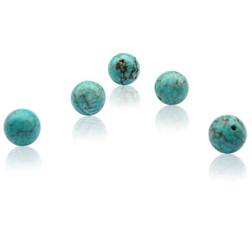 8mm Individual Turquoise Beads Half Drilled