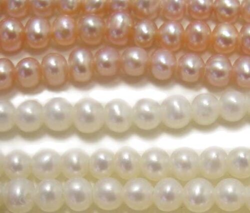 1-2mm Tiny Round White and Pink Seed Pearls Strand