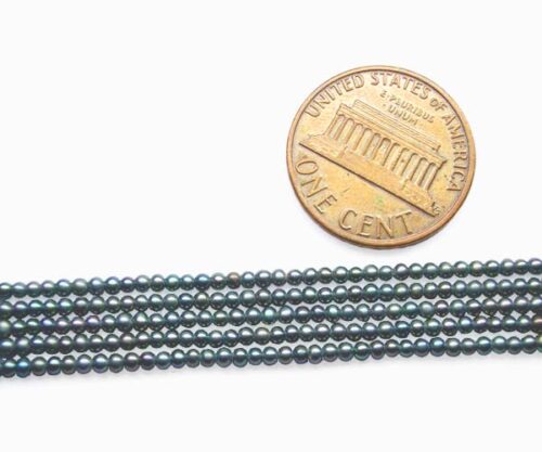 1-2mm Tiny Round Black Seed Pearls Strand