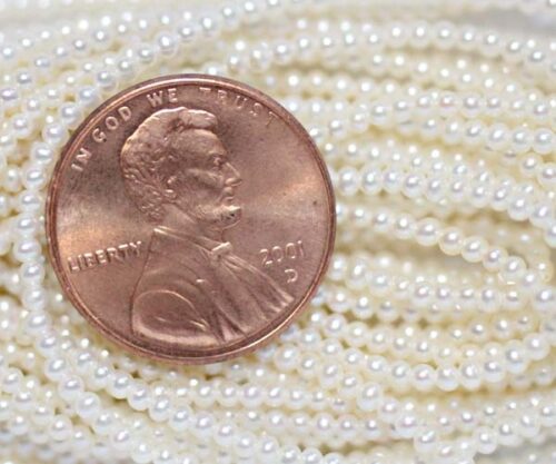1-2mm Tiny Round White Seed Pearls Strand