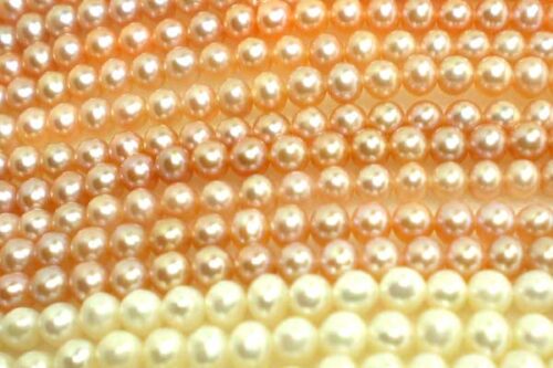 3-4mm Round White and Pink Pearl Strands