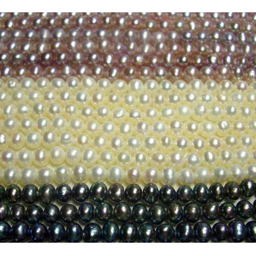 3-4mm Round White Pink Mauve and Black Pearl Strands