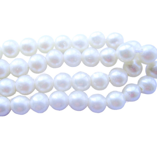 6-7mm AA+ Quality Round White Pearl Strand, 1.3mm hole