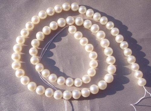 6-7mm White Colored Round AAA- Quality Pearls Strand