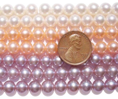 White, Pink and Mauve 7-8mm AAA- Quality Round Pearl Strand