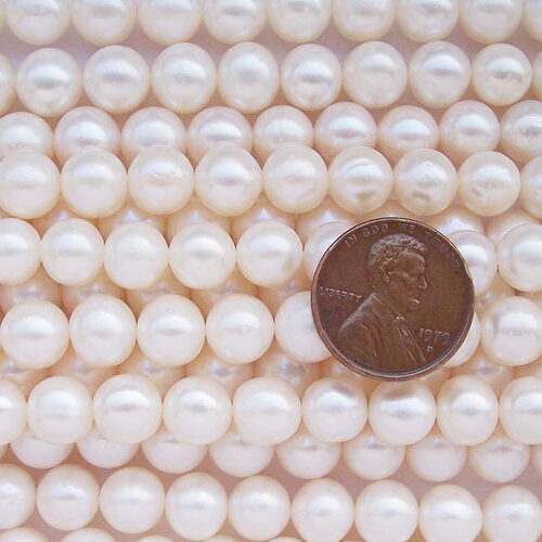 White 8-9mm A Quality Round Pearl Strand