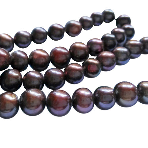 Black 8-9mm Round Pearl Strand with Large Holes