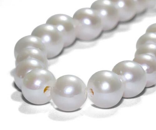 Grey 9-10mm Round Pearl Strand, 1.7mm Holes