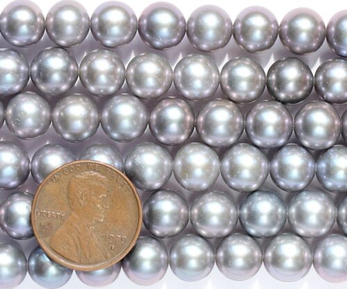Grey Large 9-10mm AA+ Round Pearl Strand
