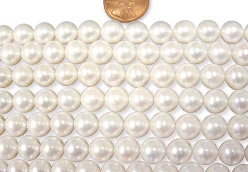 White Large 9-10mm AA+ Round Pearl Strand