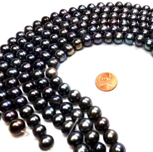 11-12mm Huge Freshwater Black Round Pearls