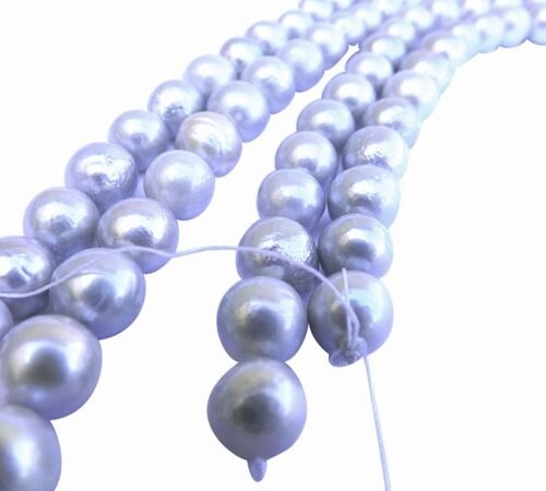 Grey Colored Huge 11-12mm Sized Round Pearl Strand