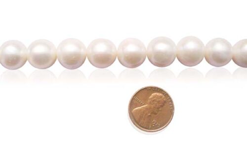 White 12-13mm Round Pearls on Temporary Strand